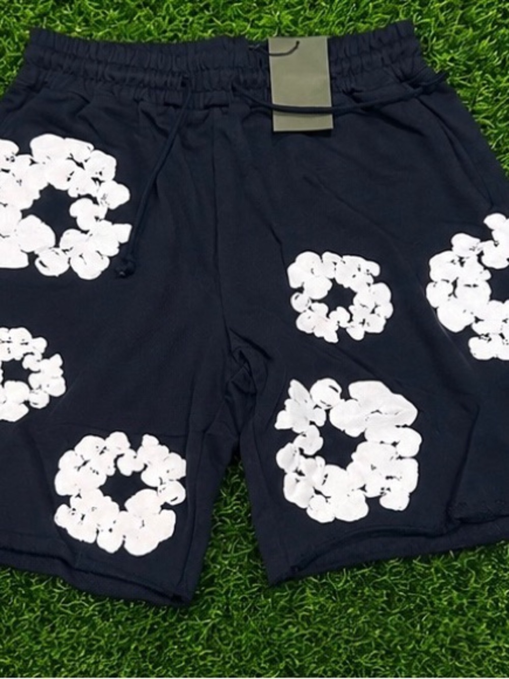 Men's Black Floral Print Athletic Shorts
